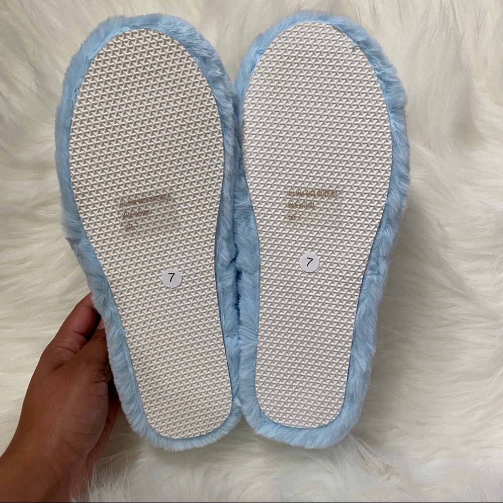 BABY BLUE Furry Sling Back Slipper Sandal - Picture 5 of 5